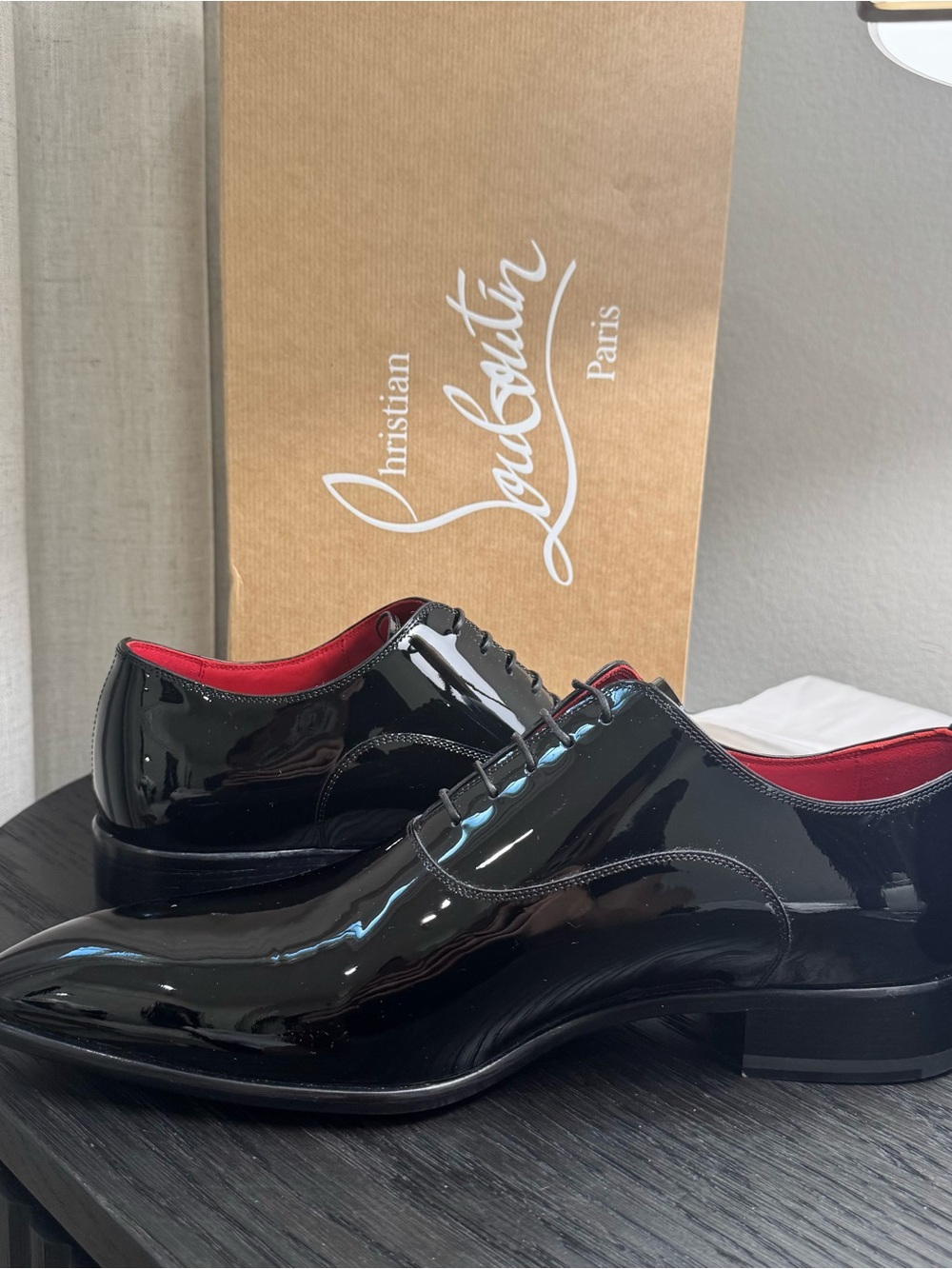 Christian Louboutin Pelvis Lace-Up Dress Shoes Patent Black 42 - Picture 5 of 9
